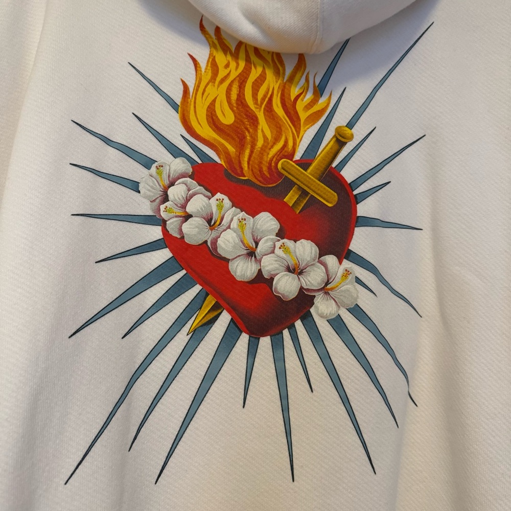 Palm Angels Printed Cotton Scared Heart Hoddie | Mens Size M - Picture 8 of 12